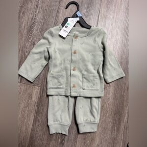 NWT Carter's Infant Sage 2 Piece Lounge Set, Ultra Soft & Cozy, 3-6M